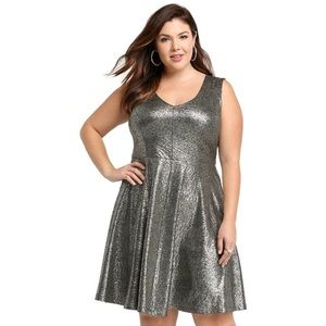 Torrid Foiled Textured Skater Dress